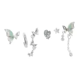 Серьги-гвоздики в форме бабочки - три пары