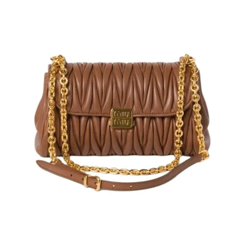 MIU MIU Напп-Кожа Сумка через плечо Сумка на плечо Средняя Женская Коричневая