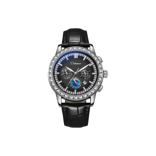 Dulunwe Автоматический Механический Механизм Естественная Кожа Ремешок Часы Мужские Черный Циферблат