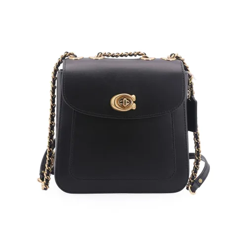 COACH Madison Утонченный Телячья кожа Портативный Одно плечо Через плечо Рюкзак Маленький Женский Черный