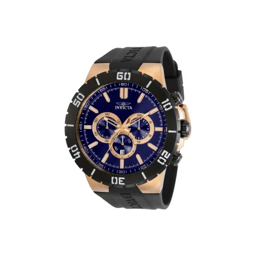 INVICTA Мужские часы Кварцевый механизм Силиконовый ремешок 54 мм Синий циферблат