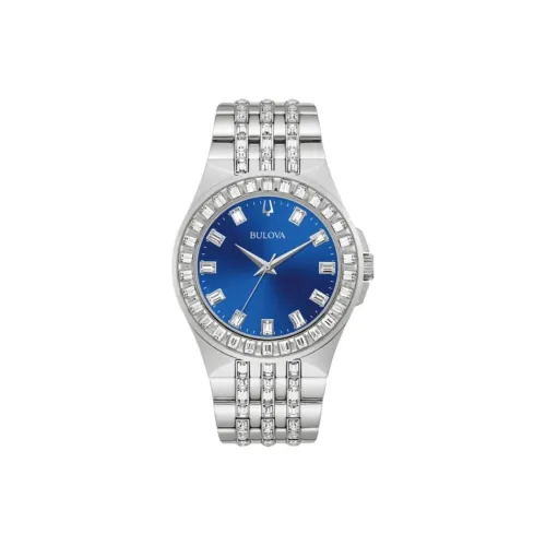 BULOVA Crystal Collection Мужские часы Кварцевый механизм Ремешок из нержавеющей стали 42 мм Синий циферблат