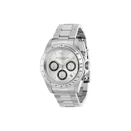 INVICTA Мужские часы Кварцевый механизм Ремешок из нержавеющей стали 39,5 мм Серебристый циферблат