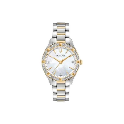 BULOVA Sutton Collection Женские часы Кварцевый механизм Ремешок из нержавеющей стали 32,5 мм Белый циферблат