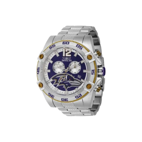 INVICTA Мужские часы Кварцевый механизм Ремешок из нержавеющей стали 52 мм Синий циферблат