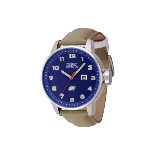 INVICTA Наручные часы Кварцевый механизм Кожаный ремешок 48 мм Синий циферблат Мужские часы