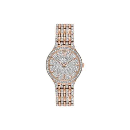 BULOVA Phantom Collection Женские часы Кварцевый механизм Ремешок из нержавеющей стали 32 мм Серебристый циферблат