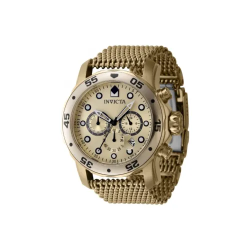 INVICTA Мужские часы Кварцевый механизм Ремешок из нержавеющей стали 48 мм Золотой циферблат