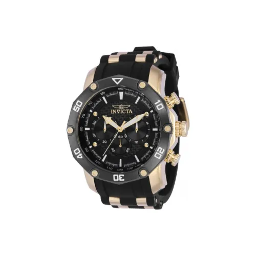 INVICTA Мужские часы Кварцевый механизм Силиконовый ремешок из нержавеющей стали 50 мм Черный циферблат