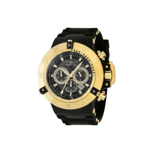 INVICTA Наручные часы Кварцевый механизм Силиконовый ремешок из пластика 50 мм черный циферблат Мужские часы