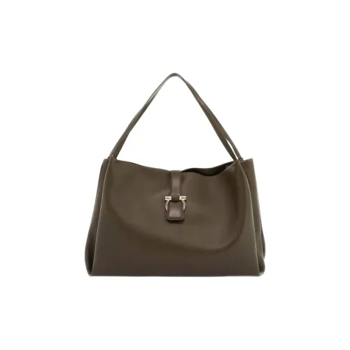 FERRAGAMO Телячья кожа Тоут Сумка Сумка для покупок Сумка на плечо Сумка среднего размера Женская Коричневая