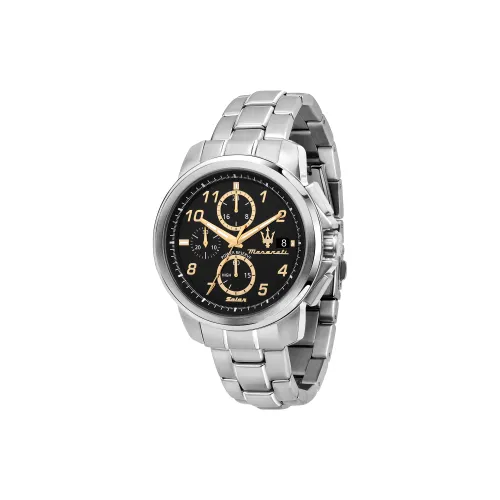 Maserati Success GPS Solar Collection Наручные часы Кварцевый механизм Металлический ремешок 44 мм Черный циферблат Мужские часы