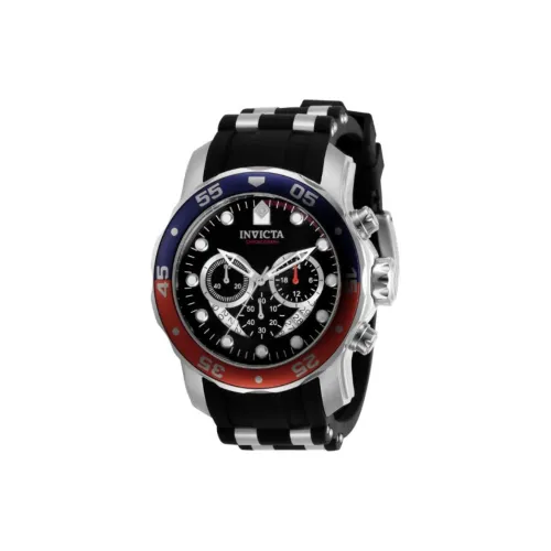 INVICTA Pro Diver Collection Мужские часы Кварцевый механизм Силиконовый ремешок из нержавеющей стали 48 мм Черный циферблат