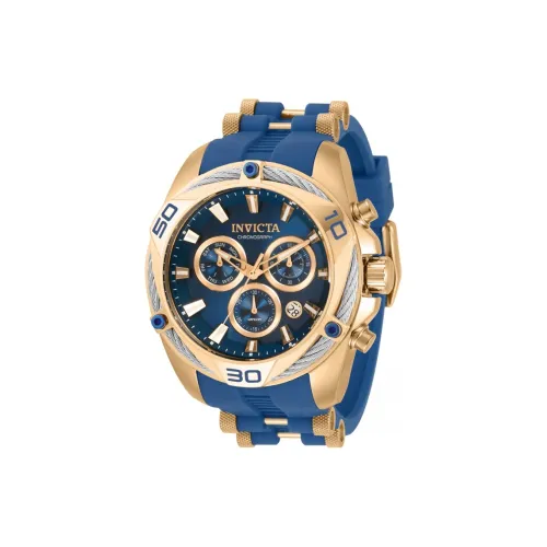 INVICTA Мужские часы Кварцевый механизм Силиконовый ремешок из нержавеющей стали 50 мм Синий циферблат