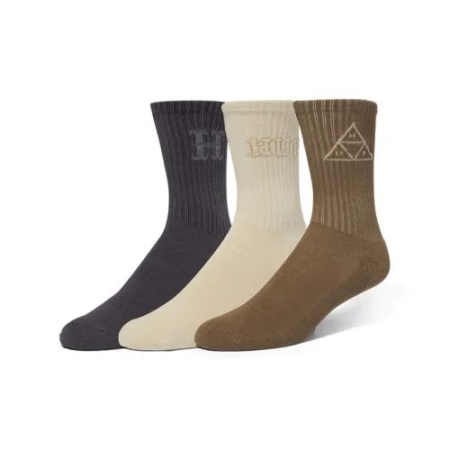 HUF 3 шт Серый+Бежевый+Коричневый Унисекс MID Носки до икры