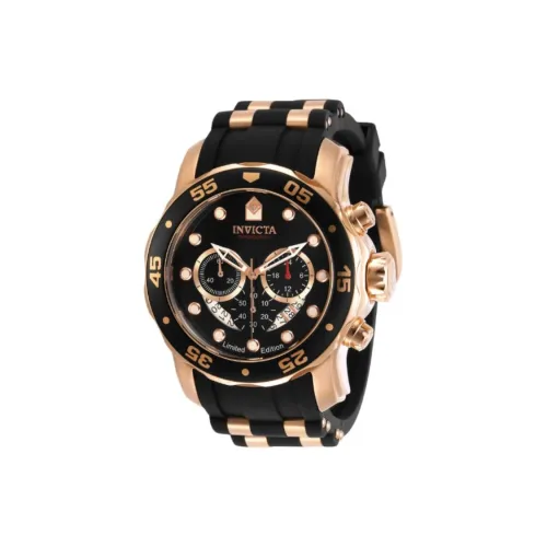 INVICTA Мужские часы Кварцевый механизм Силиконовый ремешок из нержавеющей стали 48 мм Черный циферблат