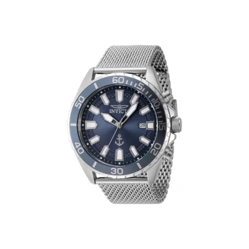 INVICTA Мужские часы Кварцевый механизм Ремешок из нержавеющей стали 46 мм Синий циферблат