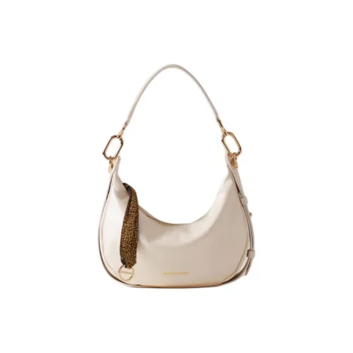 BORBONESE Napa Голень Кожа Сумка Сумка через плечо Маленькая Женская Жемчужно-белая