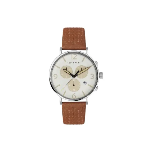 TED Baker Мужские часы Кварцевый механизм Кожаный ремешок 41 мм Белый циферблат
