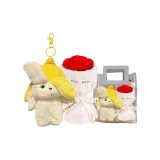 Edition День святого Валентина: Желтый банан щенок + консервированный красный розовый + сумка для покупок + случайная поздравительная открытка