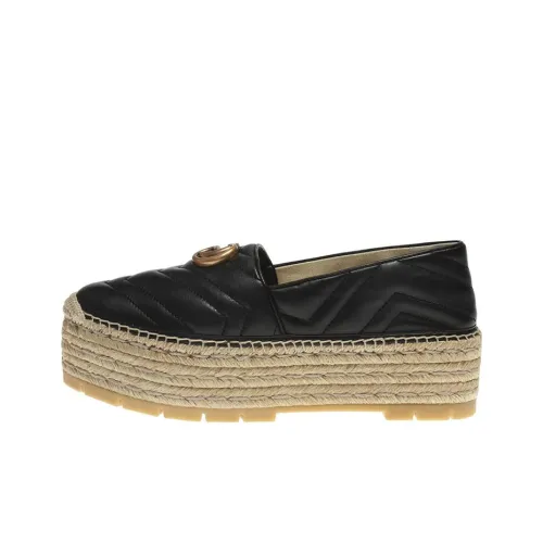 GUCCI Double G Platform Thick Sole Espadrilles Women's Black GUCCI Двойной G Платформа Толстая Подошва Эспадрильи Женские Черные