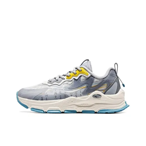 Erke Дымчатый Wave Slip-resistant Abrasion-resistant Низкий топ Спортивная повседневная обувь Мужская Серый Синий