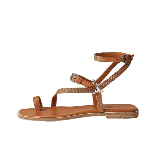 HERMES One Ремень Сандалии Женские Коричневый