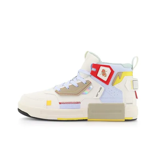 Erke Gintama Slip-resistant Abrasion-resistant High Top Skateboard Shoes Men's White Blue