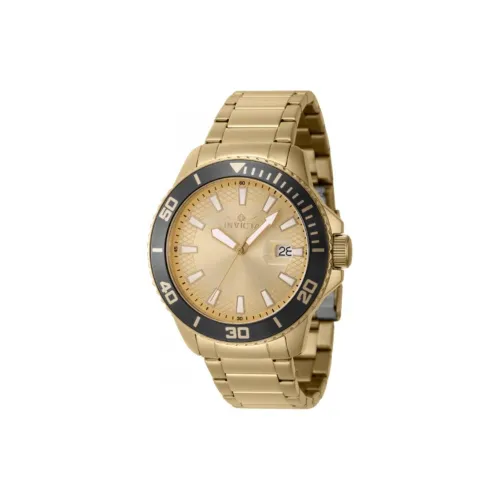 INVICTA Pro Diver Collection Мужские часы Кварцевый механизм Ремешок из нержавеющей стали 45 мм Золотой циферблат