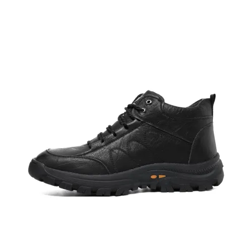 YEDANI Casual Mid Топ Черные Утепленные Туфли Черная Подошва Мужской
