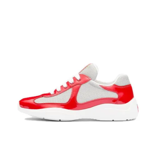 PRADA America's Cup Низкий Топ Повседневная Обувь Женская Серебряная Красная