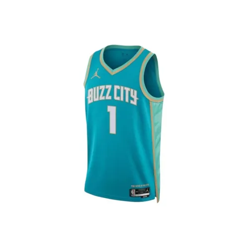 NBA x Jordan Charlotte Hornets BRAND Баскетбольная футболка Унисекс Циан