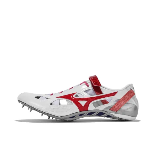 Mizuno противоскользящий устойчивый к истиранию низкий топ кроссовки для бега Sprint мужские белый и красный Nissan