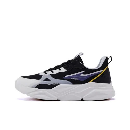 Erke Shock Absorbers Slip-Resistant Low Top Casual Shoes Men's Black Purple Эрке Shock Absorbers противоскользящие низкие топ повседневная обувь мужская черный фиолетовый