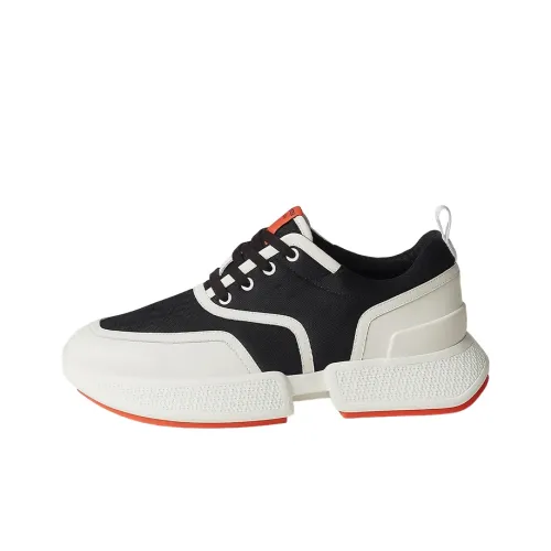 HERMES Низкий топ Спортивная повседневная обувь Мужской Черный Белый