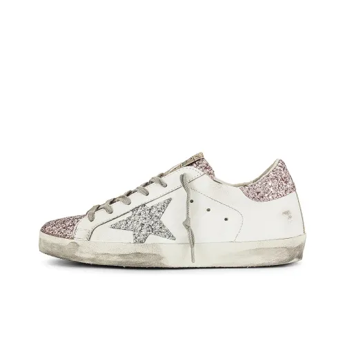 Golden Goose Супер Звезда Стильные Скейтбординги Женские Белые Светло-розовые Потертый Позиционирование Стиль