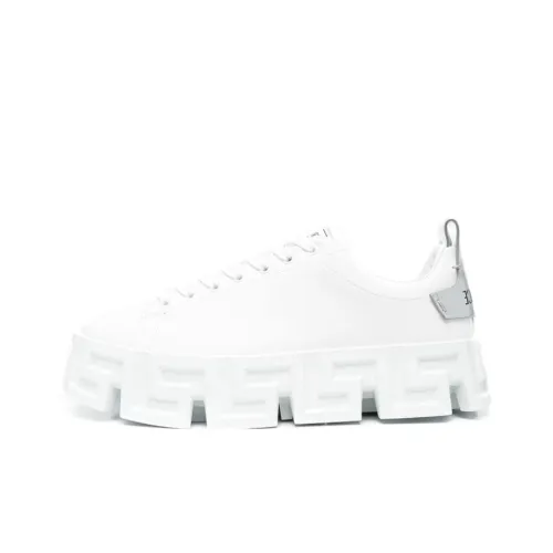 VERSACE Низкий топ обувь на платформе мужская белая серебряная