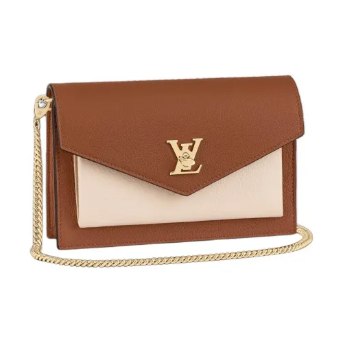 LOUIS VUITTON Mylockme Телячья кожа Сумка через плечо Сумка на плечо Женская Коричневый Бежевый Белый Черный