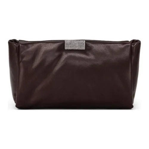 BRUNELLO CUCINELLI Напп-Кожа Клатч Стандартный Женский Коричневый