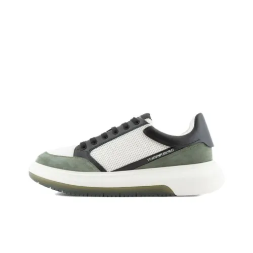 EMPORIO ARMANI Низкие кроссовки для скейтбординга Мужские Белые Зеленые