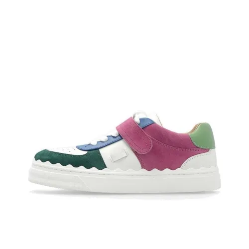 Chloe Низкий Топ Стильные Скейтбординги Женские Белые Пурпурно-Зеленые