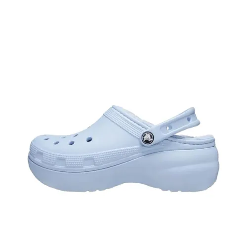 Crocs Сабо Женские Синие Плюшевые Стельки Несъемные