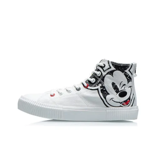LiNing Disney Дышащие Высокие Кроссовки для Скейтбординга Женские Белые Черные