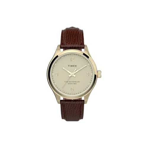 TIMEX WATERBURY Collection Наручные часы Кварцевый механизм Кожаный ремешок 34 мм Бежевый циферблат Унисекс