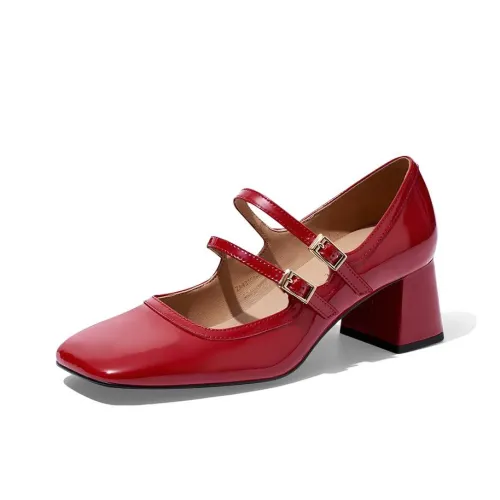 ZSAZSAZSU Waltz Грубый каблук Туфли Мэри Джейн 5,5 см Женские Темно-красный