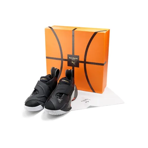 BALMAIN X PUMA Court Slip-resistant Abrasion-resistant Low-top Basketball Shoes Men's Black Red BALMAIN X PUMA Корт Противоскользящий Устойчивый к истиранию Низкий Топ Баскетбольные Кроссовки Мужские Черный Красный