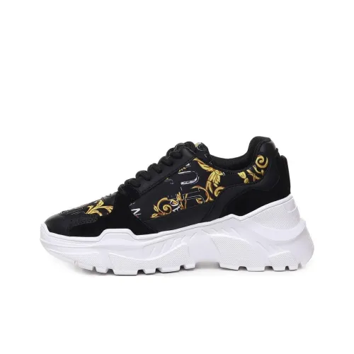 VERSACE JEANS Амортизация Низкий Топ Спортивная Повседневная Обувь Женская Черное Золото