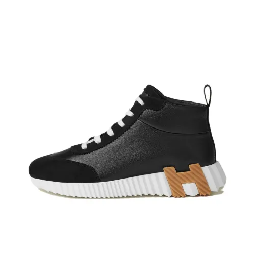 HERMES Повседневные высокие топы Черный/Белый Женские
