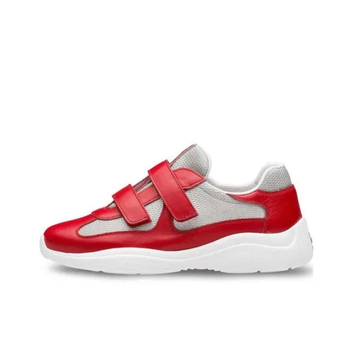 PRADA Устойчивая к истиранию Низкая Повседневная Обувь Женская Красная Белая