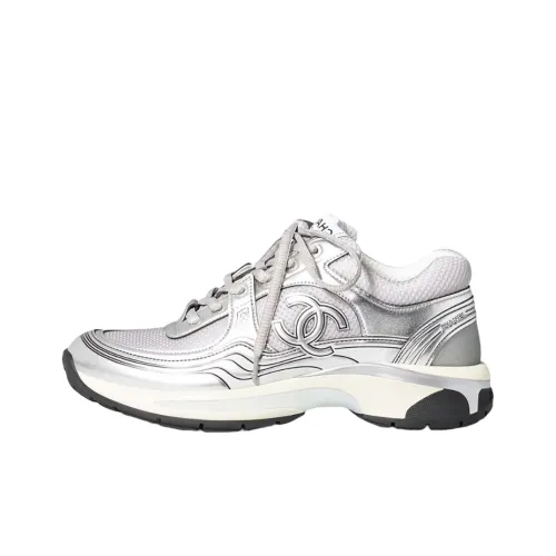 CHANEL Низкий топ Спортивная повседневная обувь Мужская Серебристо-серый